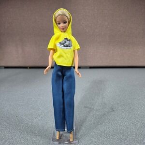 Mattel Barbie Doll 12" Yellow Hoodie Blue Pants Excellent Streetwear Graphic